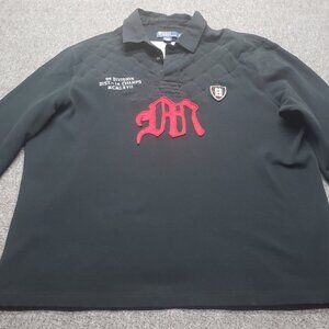 Polo Ralph Lauren Heavyweight Cotton Rugby Shirt 2XL Quilted Trim Rare Y2k VTG